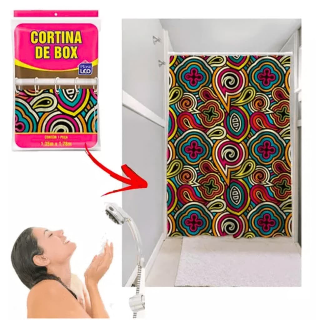 12 Cortina Plástico para Banheiro BOX Acompanha Ganchos 100% Polietileno Impermeável Barato