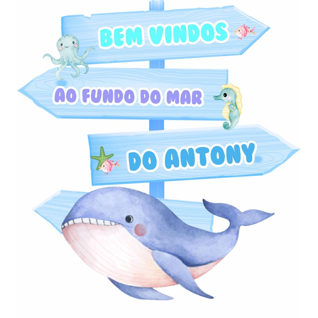 Display MDF de chão - Fundo do Mar Personalizado (INFORME NOME NO CHAT AO VENDEDOR)