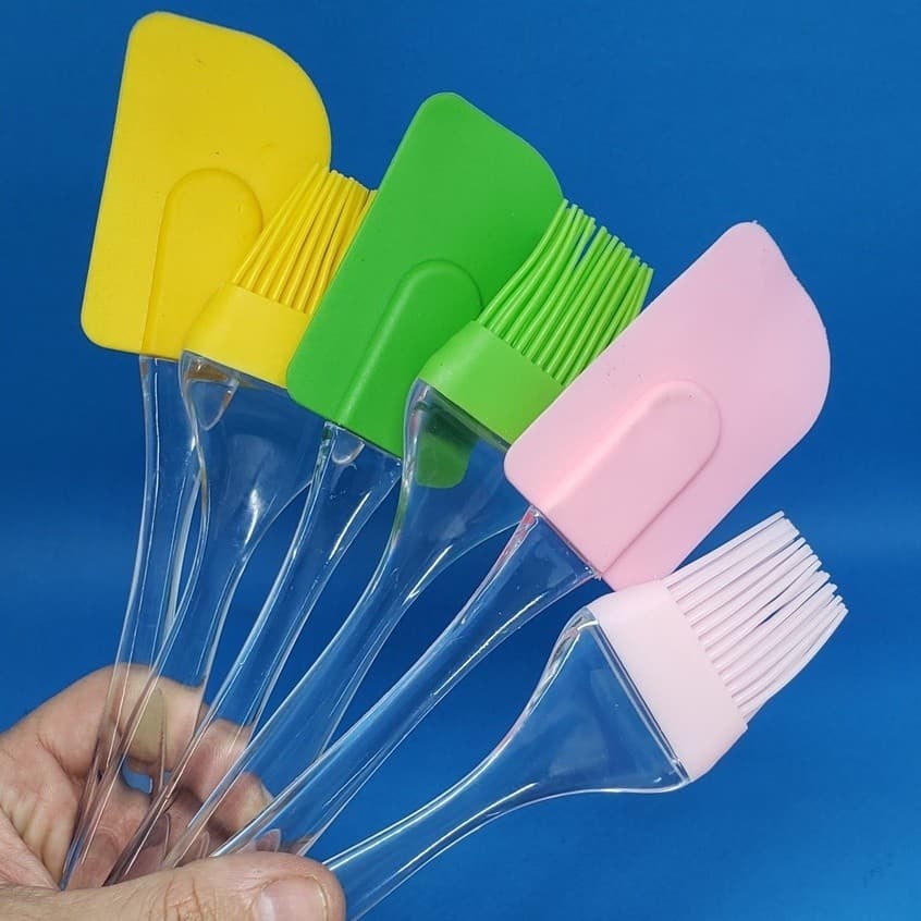 Kit 2 Peças Espátula e Pincel Silicone Sortido Cozinha Confeitaria Antiaderente