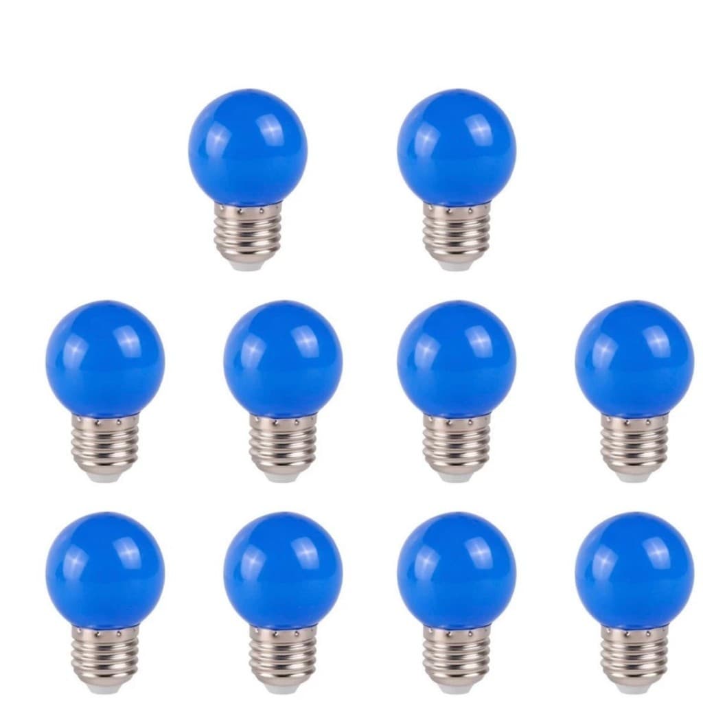 KIT 10 LÂMPADAS BOLINHA 1W AZUL 110V