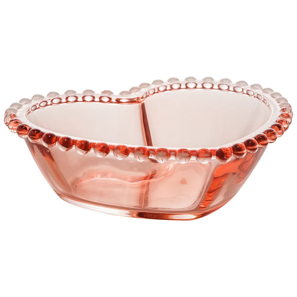 Bowl de Cristal Coração Bolinha Rosa 12 x 10 x 4cm
