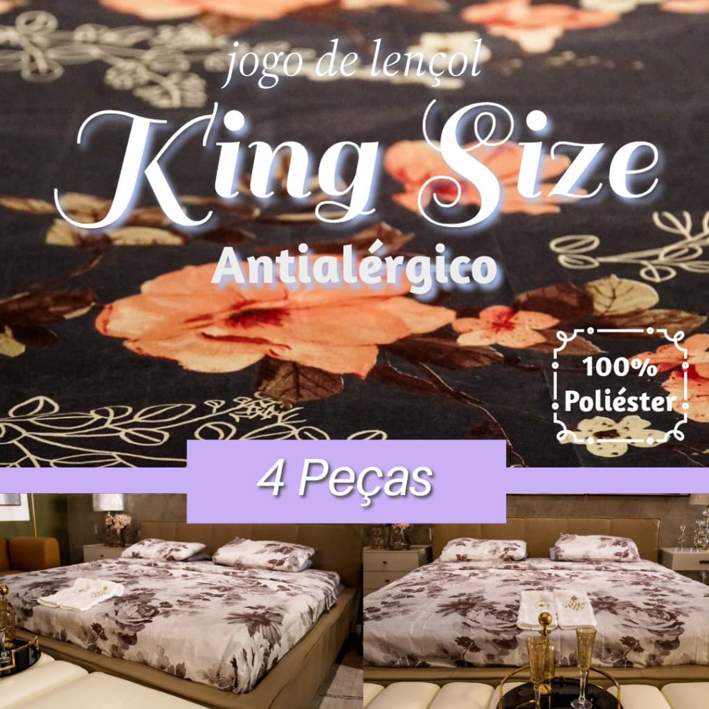 Jogo de Lençol Premium King Size Antialergico 4 Peças