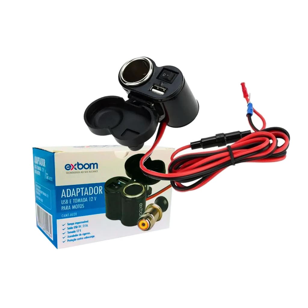 Carregador Adaptador Usb Tomada 12v P/ Moto Isqueiro 5v 2a