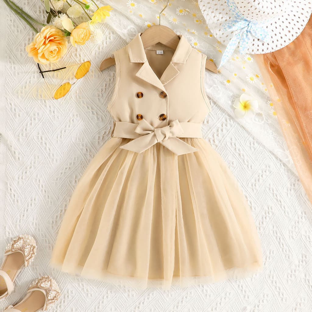 Vestido Infantil Meninas 1 2 3 4 5 Anos Sem Manga Terno Tule Faixa Festa Natal Format Presente