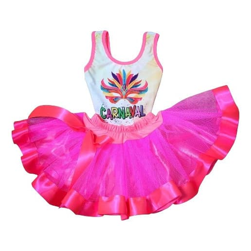 Conjunto Adulto Fantasia Carnaval Body e Saia de Tule Halloween Folia Globeleza Cores Neon (Tamanho único)
