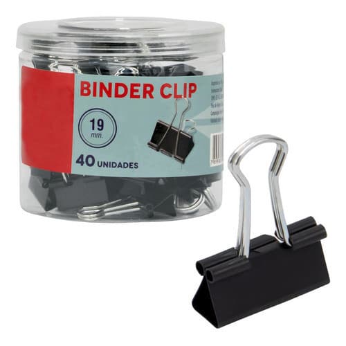 Prendedor De Papel Binder Clips Grampo 19mm C/ 40 Escritori