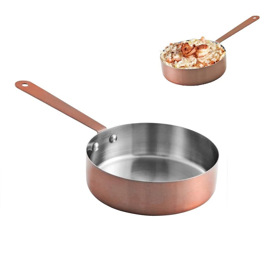2 Mini Frigideira Servir Molhos Entrada Aço Inox Restaurante