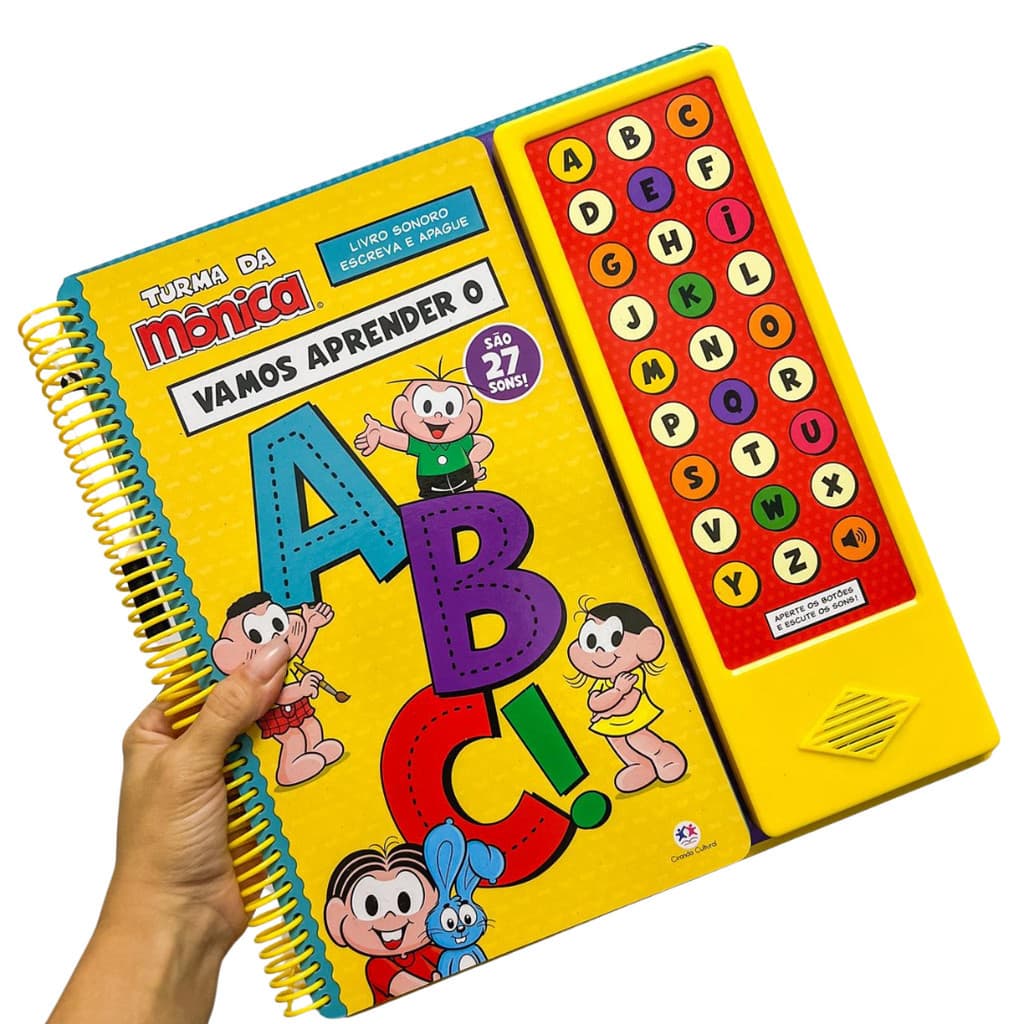 Livro Sonoro Alfabeto Vamos Aprender o ABC Turma da Mônica Alfabetização Ciranda Cultural Escreva e Apague