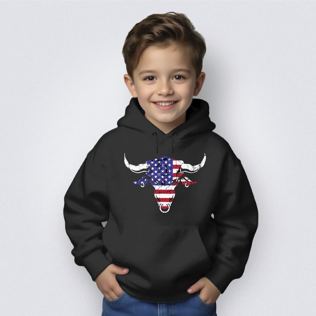 Moletom Infantil Canguru Capuz Touro USA Agro Country Farm Shopping Campo Gola Careca Envio 24H