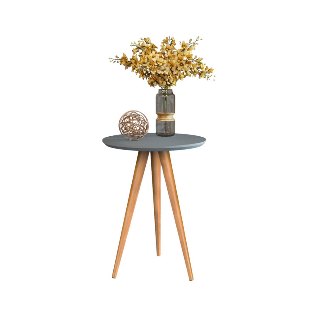 Mesa De Canto 72cm Estilo Retrô Vintage Redonda Com Pés Palito Design Elegante Sala Moderna