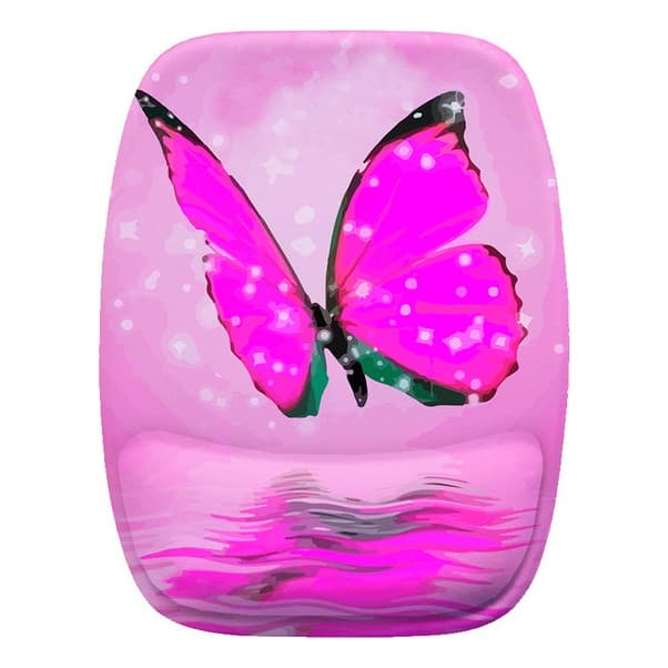 Mouse Pad Ergonomico Borboleta Brilhante Rosa