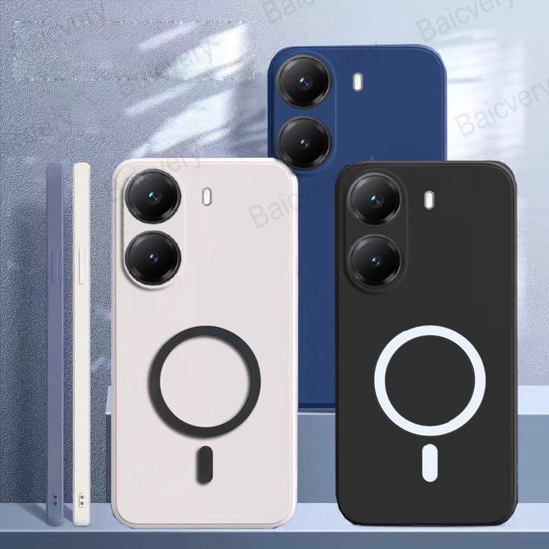 Invólucro Para Xiaomi POCO X7 Pro 5G Redmi Turbo 4 Colorido Fosco Capa Protetora Traseira Com Adesivo Magnético