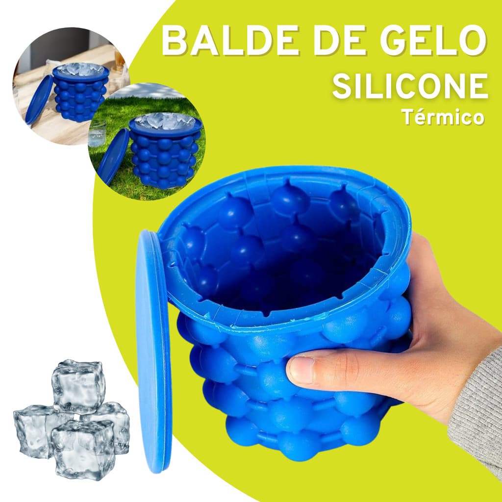 Balde de Gelo Silicone Térmico pratico verão cerveja bebidas geladas