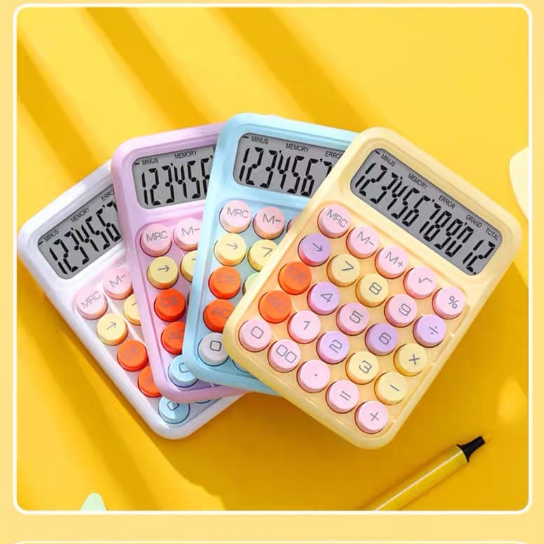 Calculadora Retrô Colorida Cores Candy12 Dígitos Grande Display Teclado Mêcanico Dot Porão