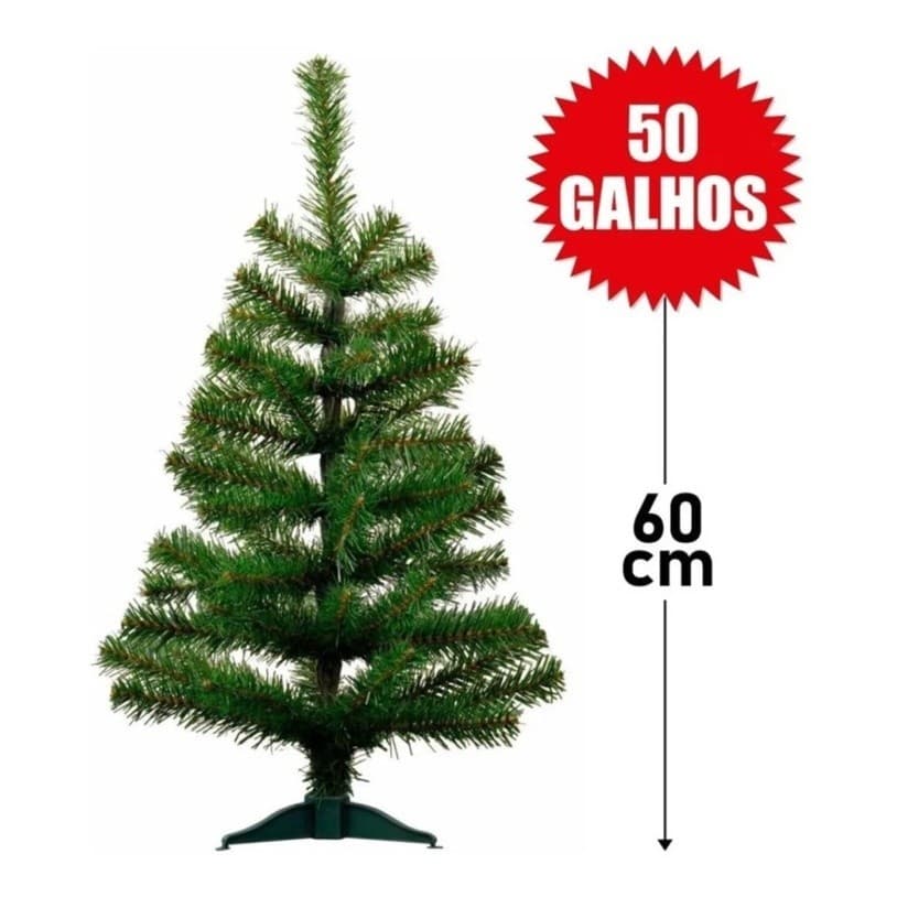 Árvore De Natal Pequena Pinheiro Verde Luxo 60cm - 50 Galhos