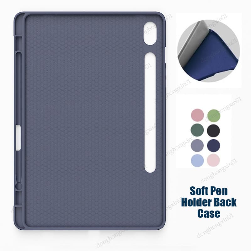 Para Samsung Galaxy Tab A9 Plus Capa Macia S9 FE/S8/S7 11 Protetora De Silicone TPU Preta Com Porta-Caneta