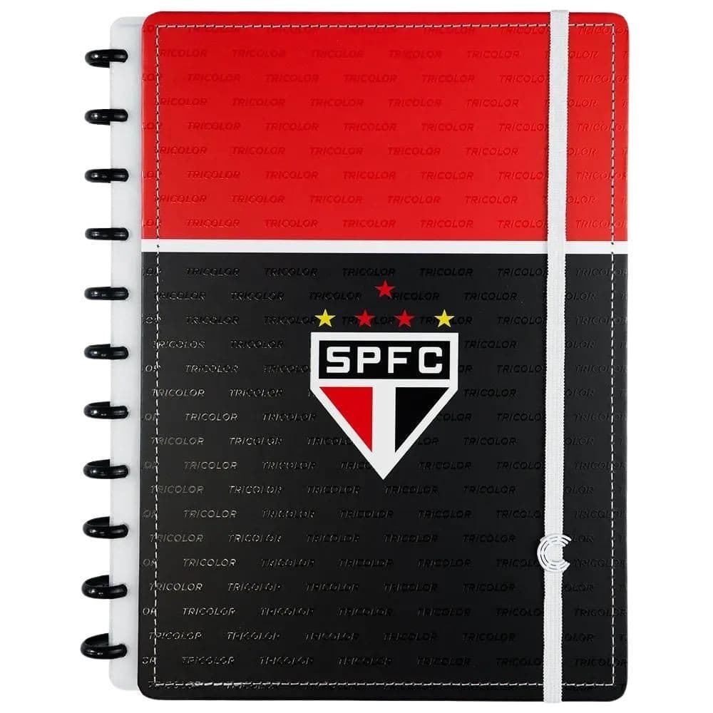 Caderno Inteligente Sao Paulo Tricolor Preto Grande 80 fls