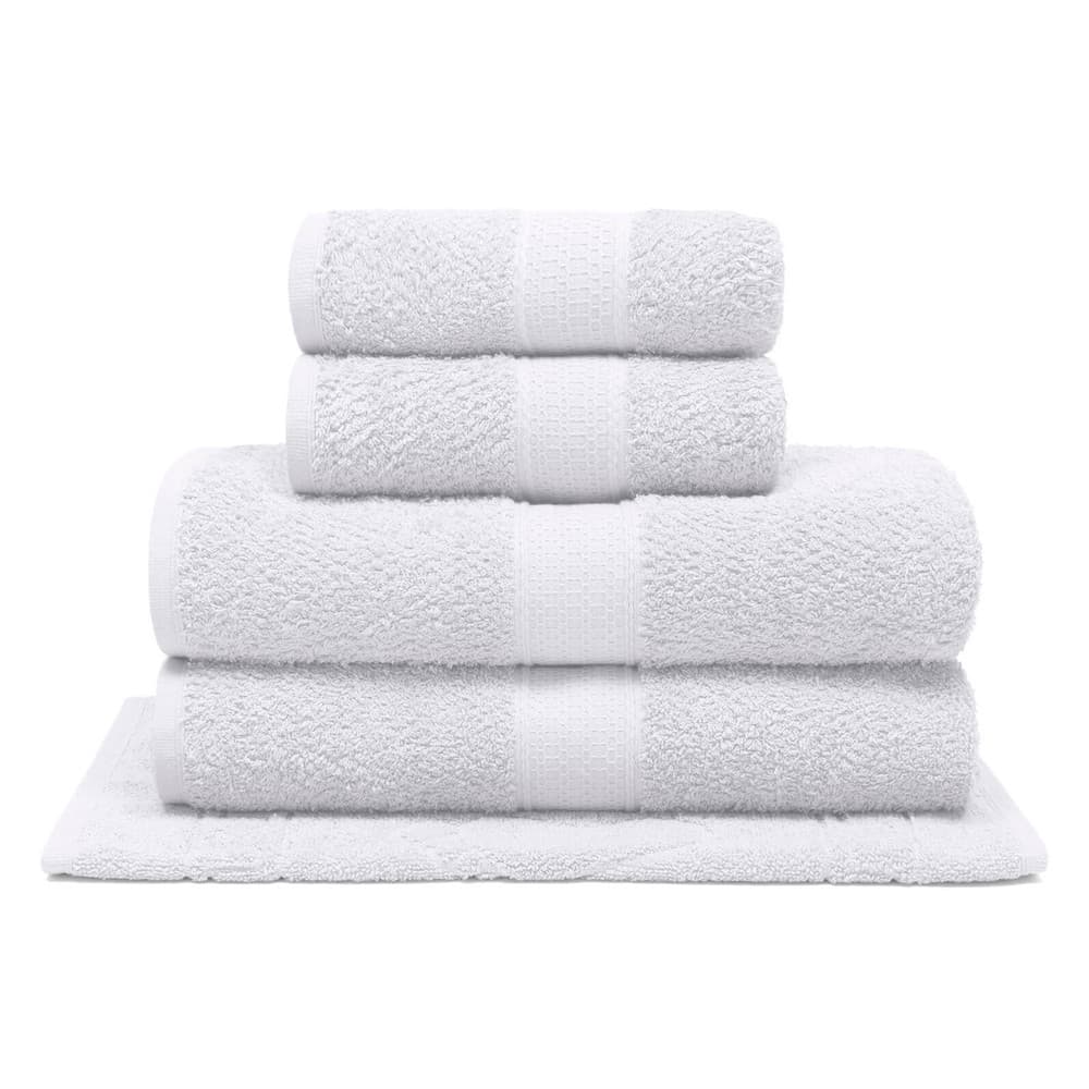 Jogo de Banho Bouton Natural Branco 5Pçs (2 Toalhas de Banho + 2 Toalhas de Rosto + 1 Piso)
