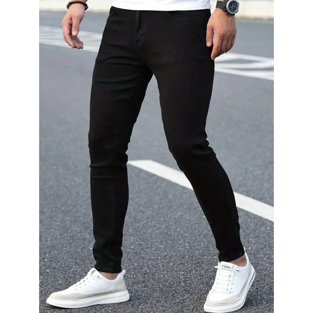 Calça Jeans preta com lycra Skinny Masculina Premium Modelagem Exclusiva