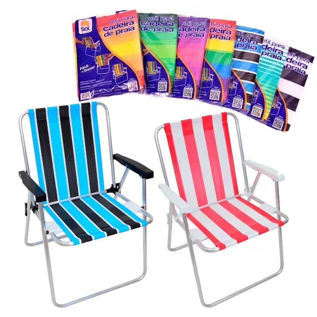 Capa Refil para Cadeiras de Praia Lona Estampada Troca Fácil a Pronta Entrega
