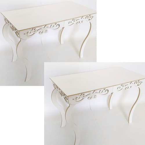 Kit Mdf Branco Provençal 2 Mesas 100x60x80 E 80x60x60 Cm