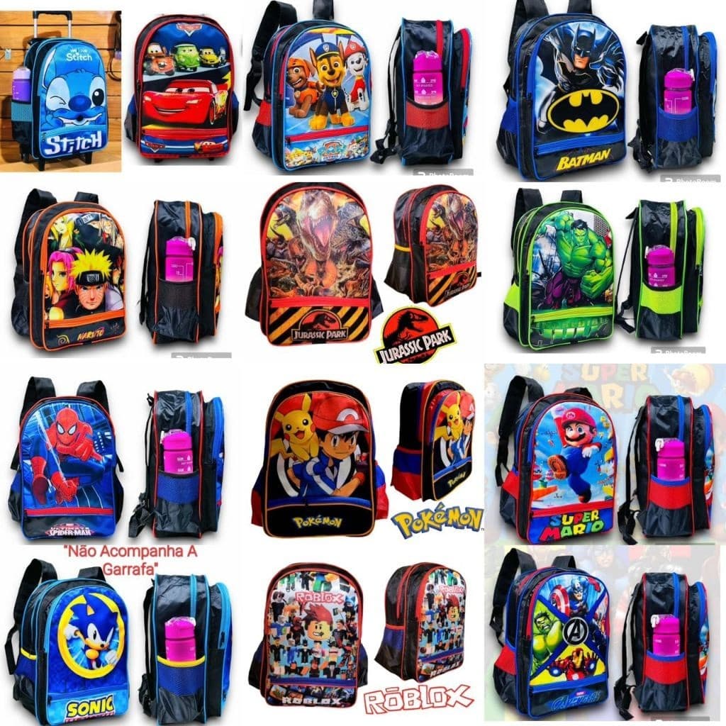 mochila infantil de personagen menino e menina TOP
