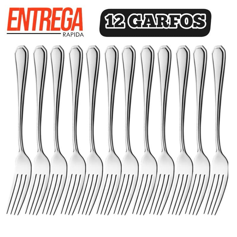 Jogo Aço Inox 12 Garfo Mesa Churrasco Premium Continental