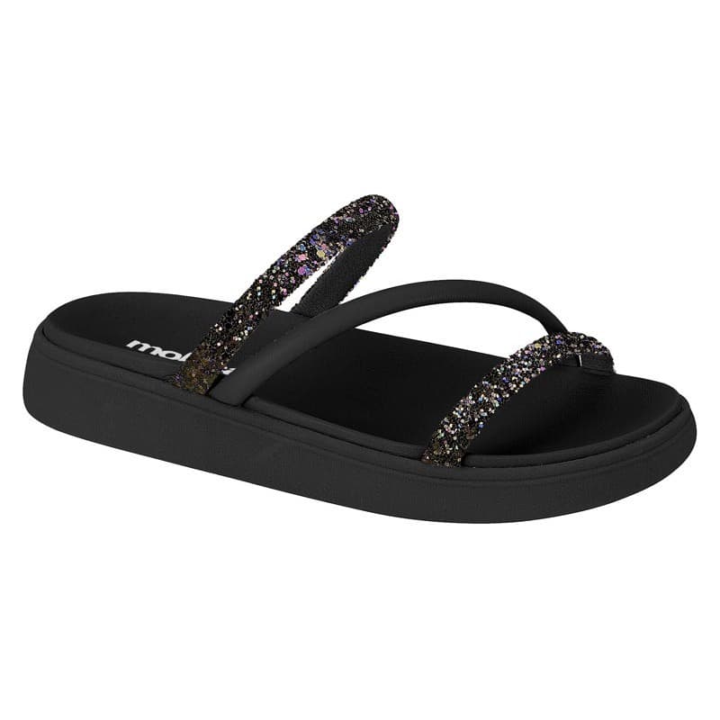 Sandália Feminina Moleca Papete Slide Tira Strass Brilho 5469.121 Original