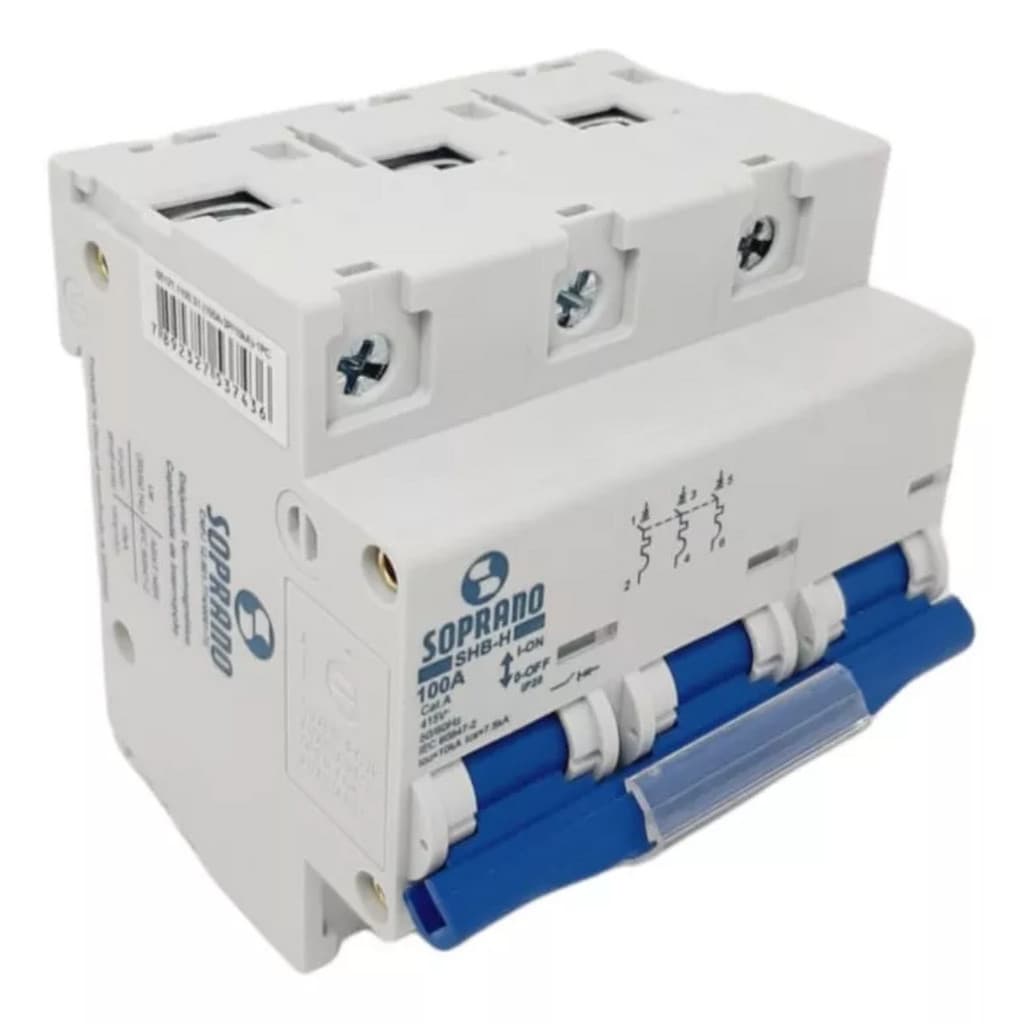 Disjuntor 125A DIN Tripolar 3 Polos Curva C 10KA SOPRANO