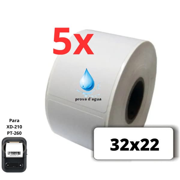 5 Rolo de Etiqueta adesiva termica a prova dagua - 32x22