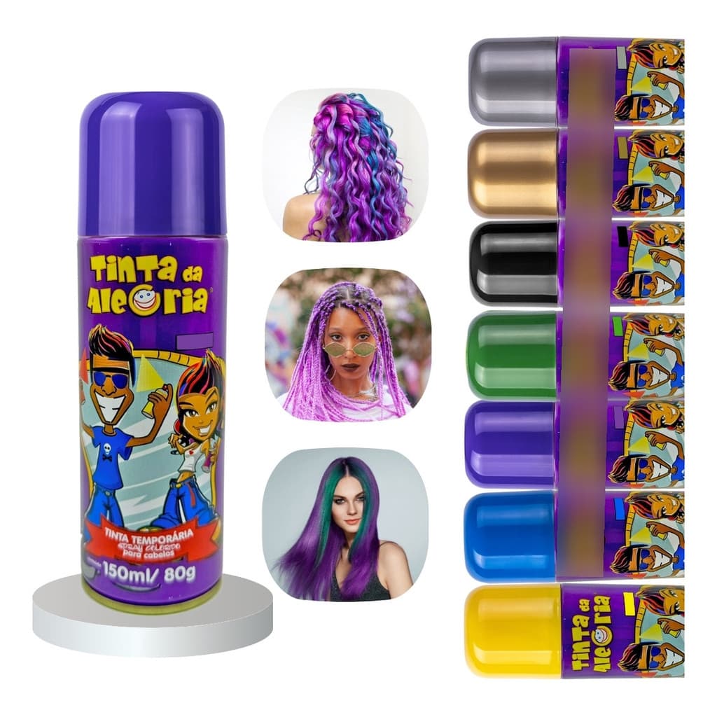 Tinta Colorida Para Cabelos Temporária Festa Carnaval 150 Ml - Dalegria