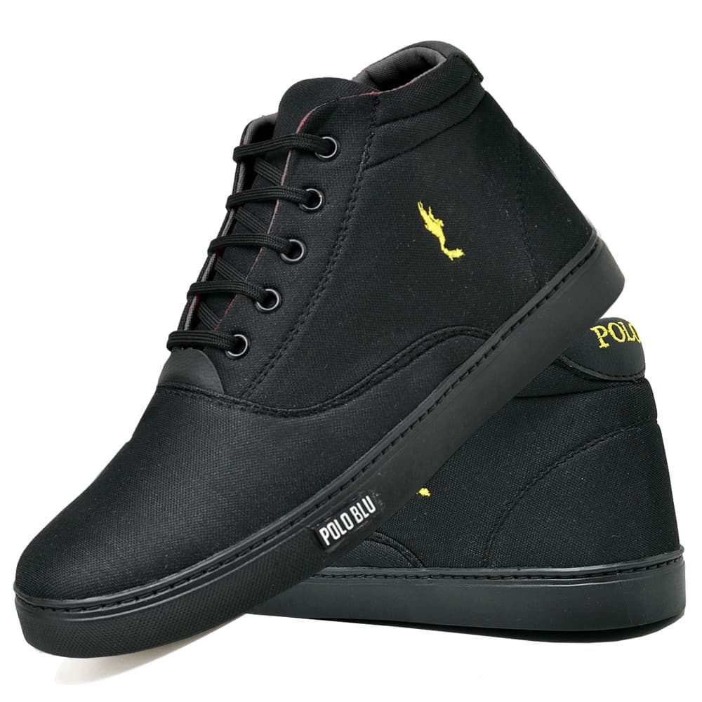 Sapatenis Tênis Masculino Botinha Cano Alto Leve Cinza e Preto Polo Blu do 37 ao 46