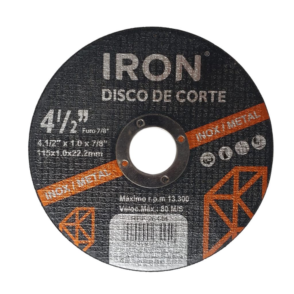 DISCO ABRASIVO DE CORTE 115 X 1.0MM X 22.2MM- IRON