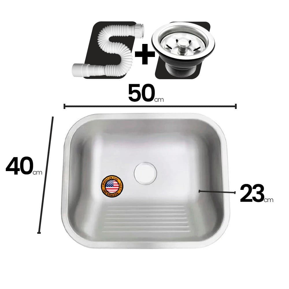 Tanque Lavanderia 50X40 fosco com Válvula Aço Inox 304