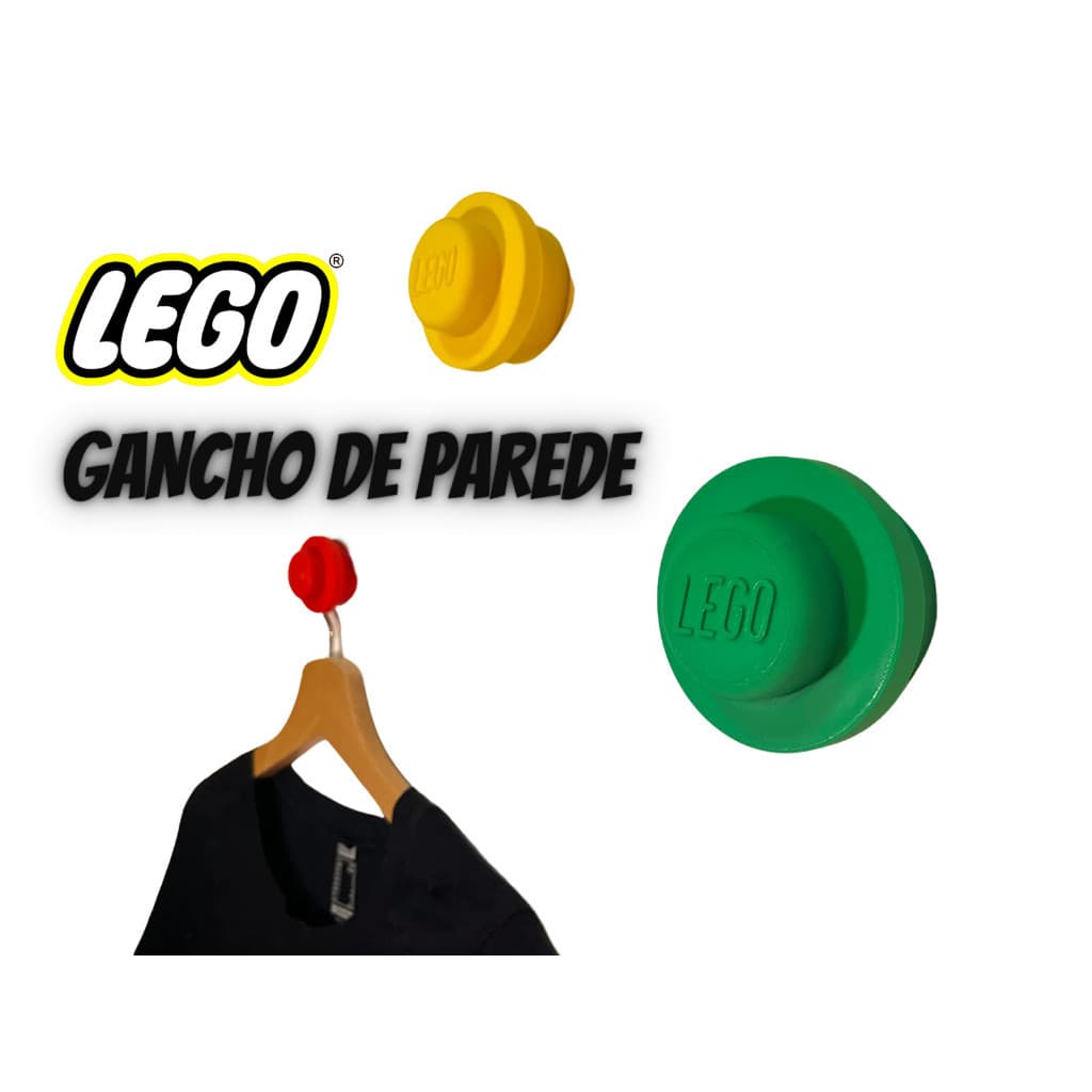 GANCHO/SUPORTE DE PAREDE LEGO/QUARTO INFANTIL/DECORAÇÃO/TOP/LUXO