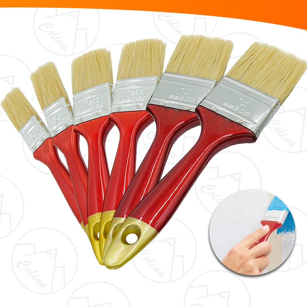 Kit 3 a 6 Pincéis Trincha Pintura Parede Para Construção Multiuso Tamanhos Variados