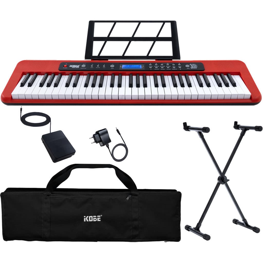 Kit Teclado Musical Kobe KB-300 5/8 Teclas com Sensibilidade incluso Pedal Sustain Capa e Suporte