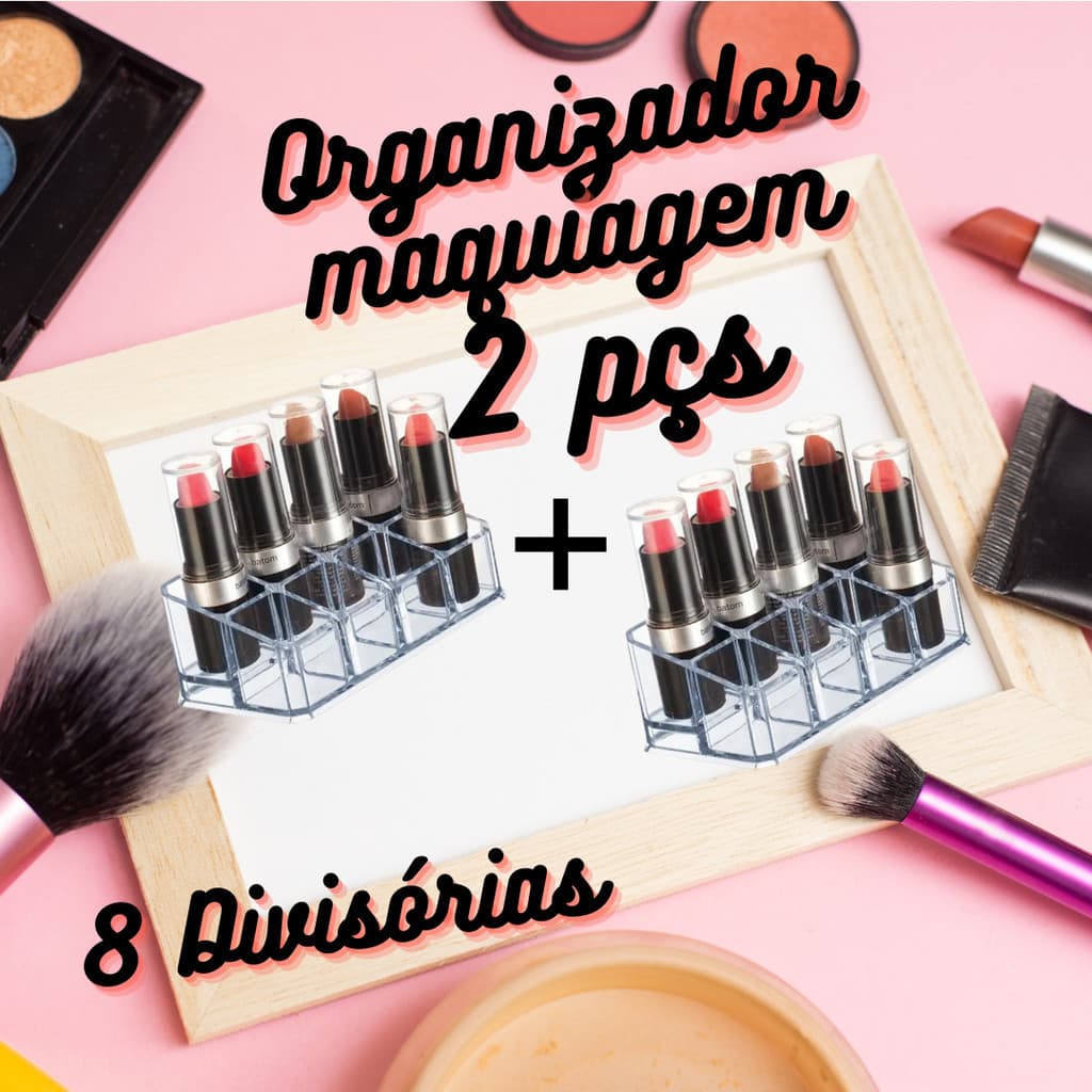 Top Center Online Kit 2 pçs Organizador maquiagem/Porta Batom acrilico 8/9 divisórias