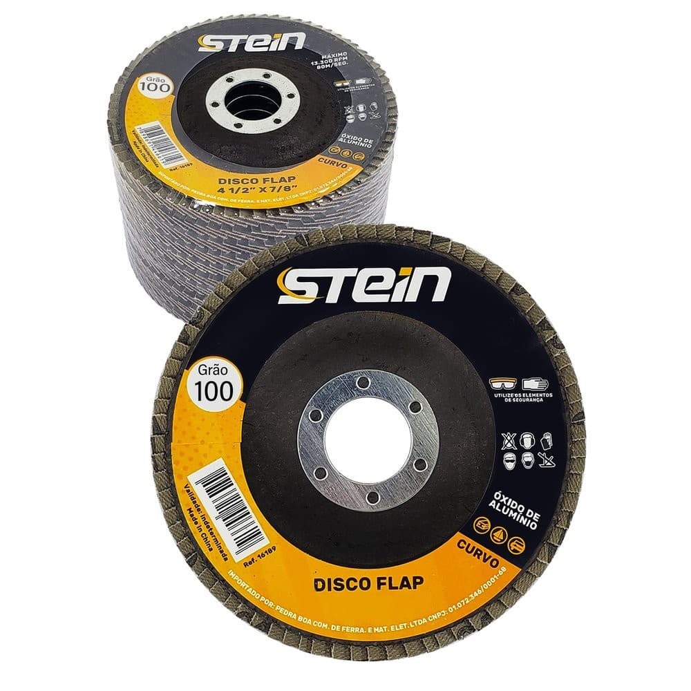 10 Peças disco flap curvo 4.1/2 115mm metais ferrosos Grão 100 Stein