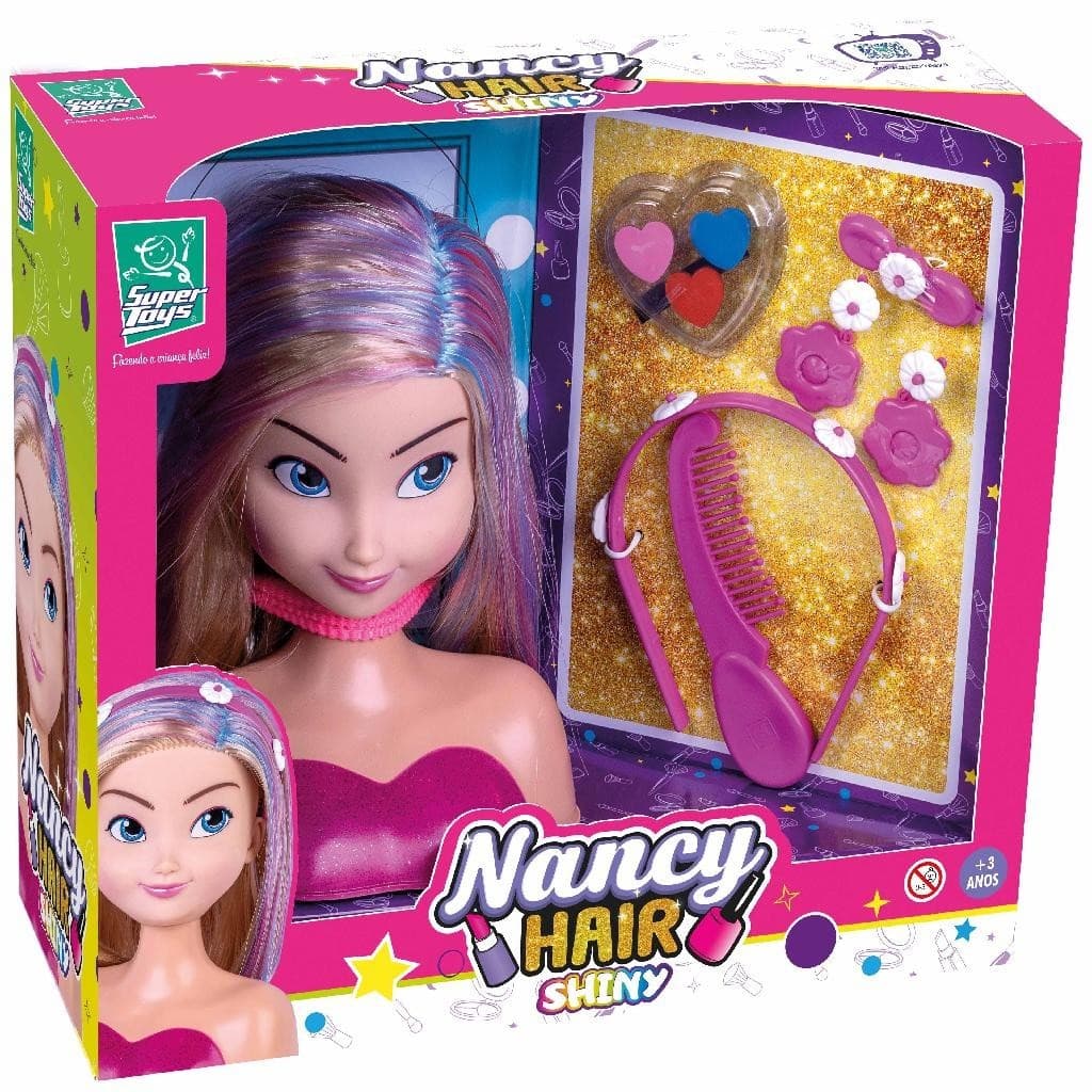 Boneca Busto Para Pentear Nancy Hair C/ Maquiagem e Acessórios - Super Toys