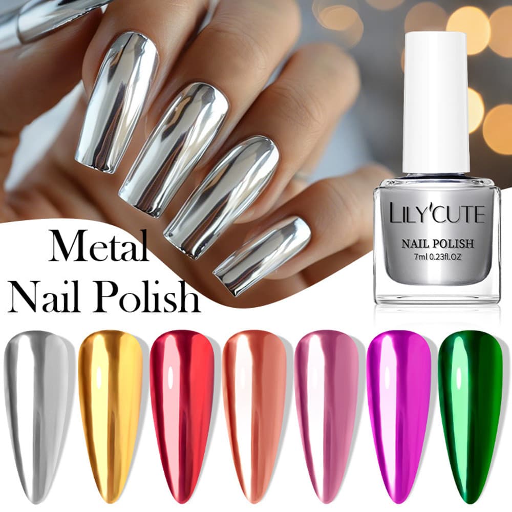 Gel Para Unhas Com Efeito Espelhado 7ml , Secagem Rápida , Cor Metálica , Design De Longa Duração , Manicure Artística
