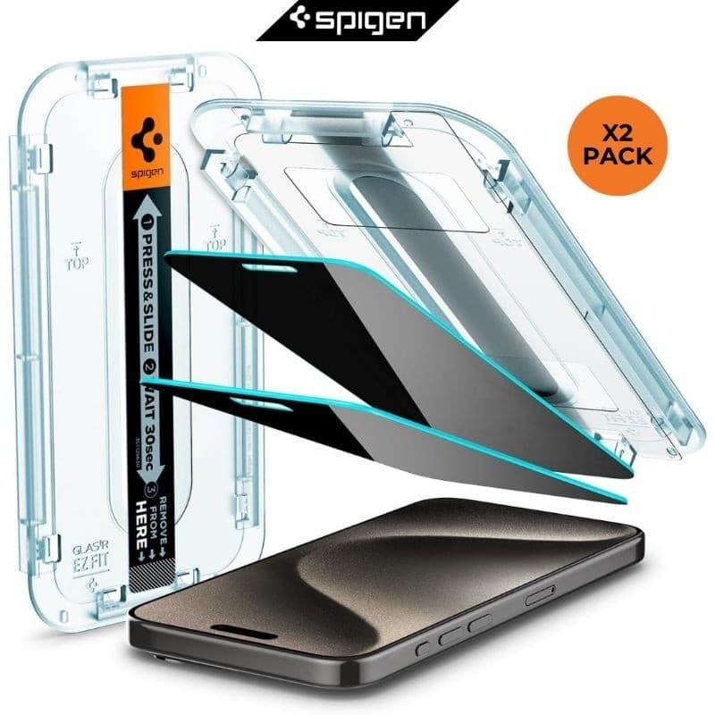Spigen EZ FIT Privacidade Tela Anti-Espionagem Protecto Vidro Temperado Para iPhone 15 Pro Max/14Plus 13promax