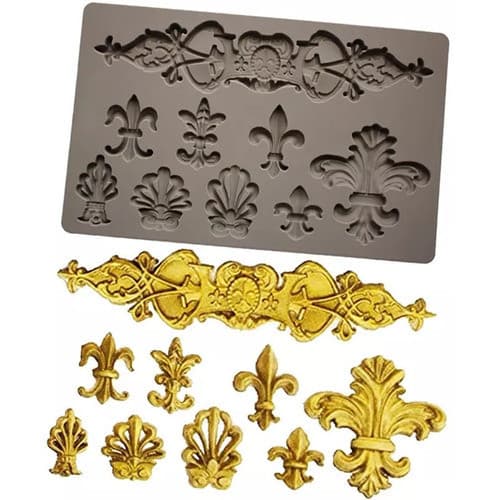 Molde De Silicone Flor De Liz Arabesco Confeitaria Biscuit