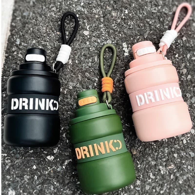 Garrafinha DRINK's Térmica Portátil com Canudo e Alça Varias Cores 600ml Aço Inoxidável