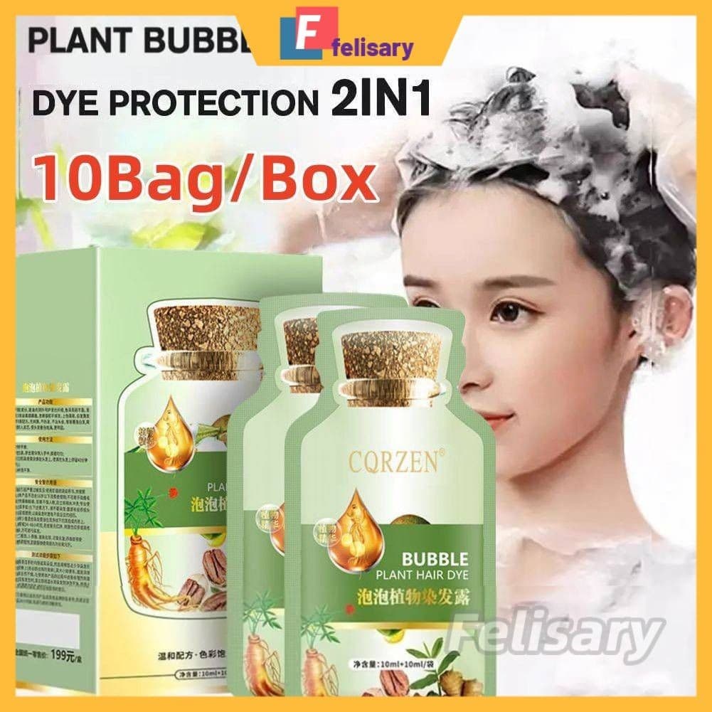 Cqrzen 10 pçs/saco Natural Planta Bolha Tintura de Cabelo Orgânica Tinturas de Cabelo Creme Fácil de Transportar FELYr