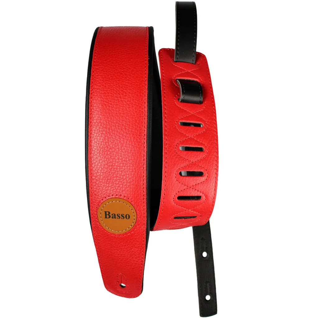 Correia Basso Confortável Ajustável Cla05 Relax Red Estofada Cinta Guitarra Violao Baixo