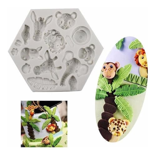 Molde De Silicone Bichos Safari Selva Animal Pasta Americana