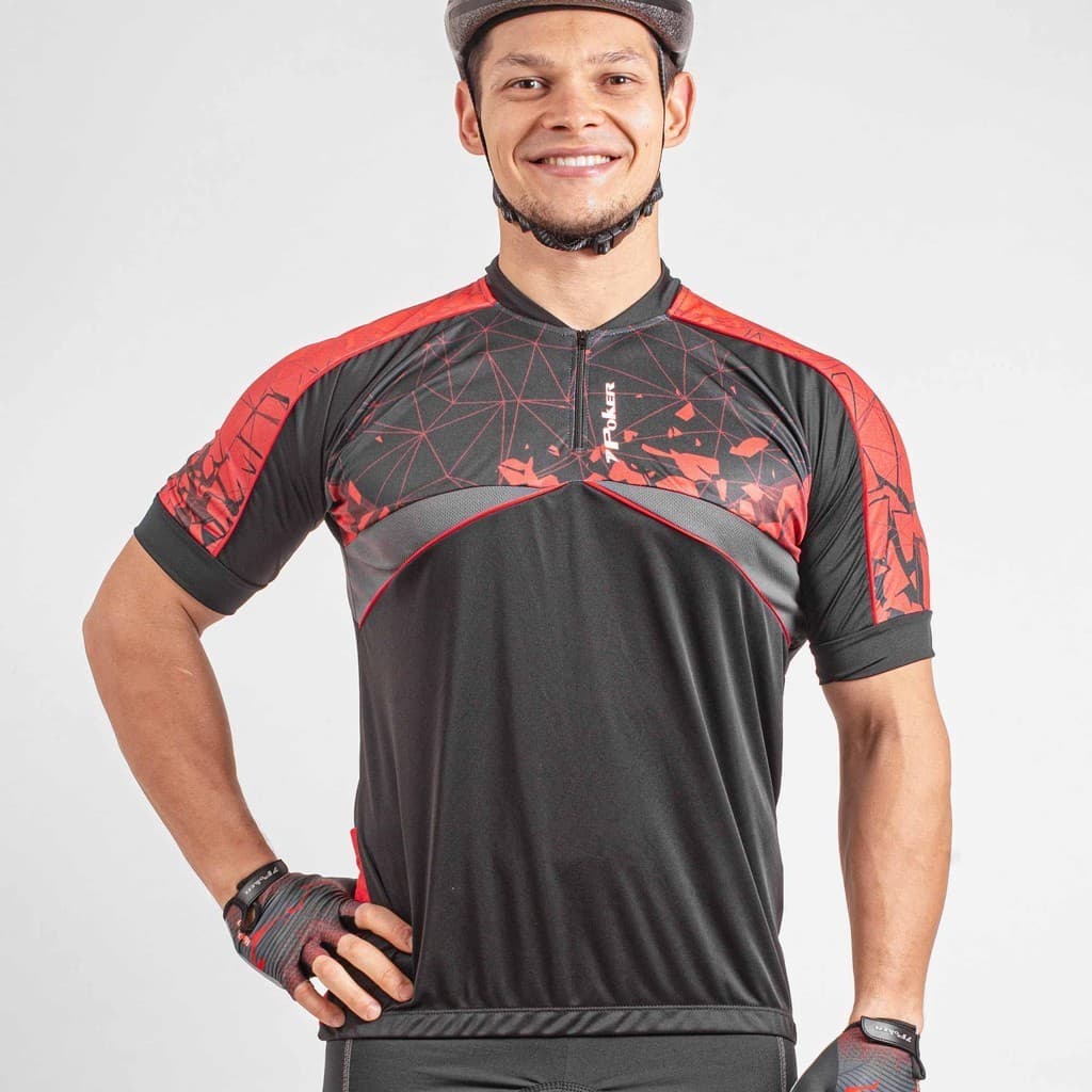 Camisa Ciclista Manga Curta Zíper Parcial Chaos 04291