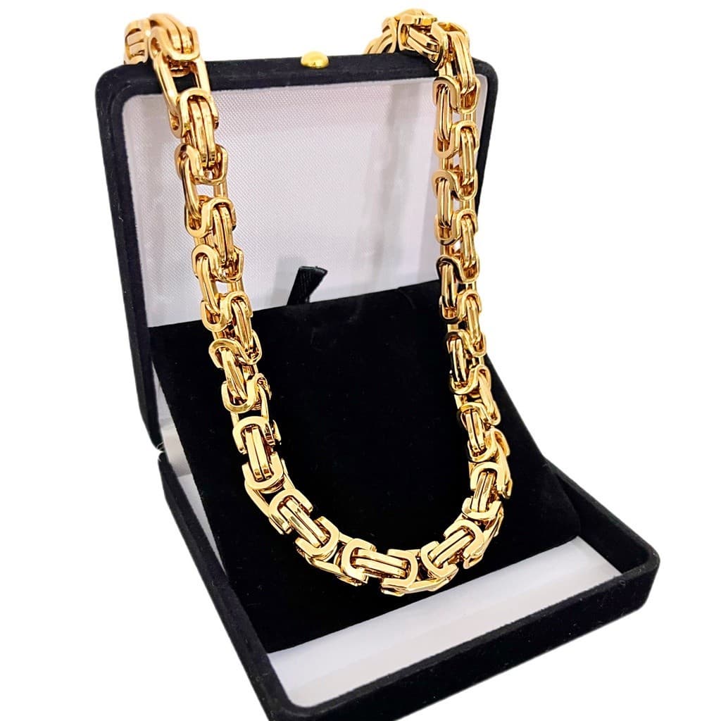 Exclusivo Cordão Colar Masculino Peruano Grosso Aço Maciço Dourado