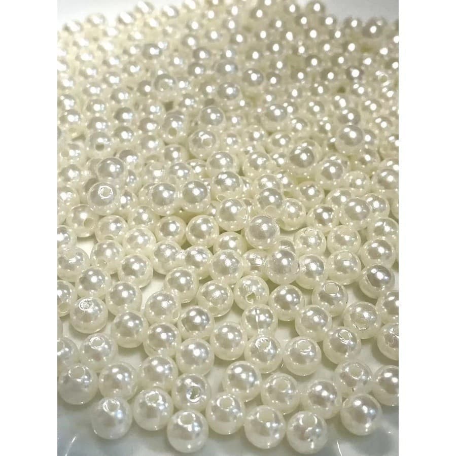 430 Pçs Miçanga Pérolas Abs Com Buracos 6mm 50grama